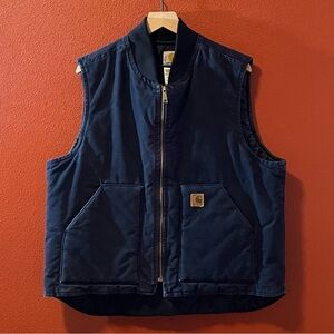 Carhartt Men’s Quilted Lined Navy Full Zip Gorpcore Work Vest Jacket
